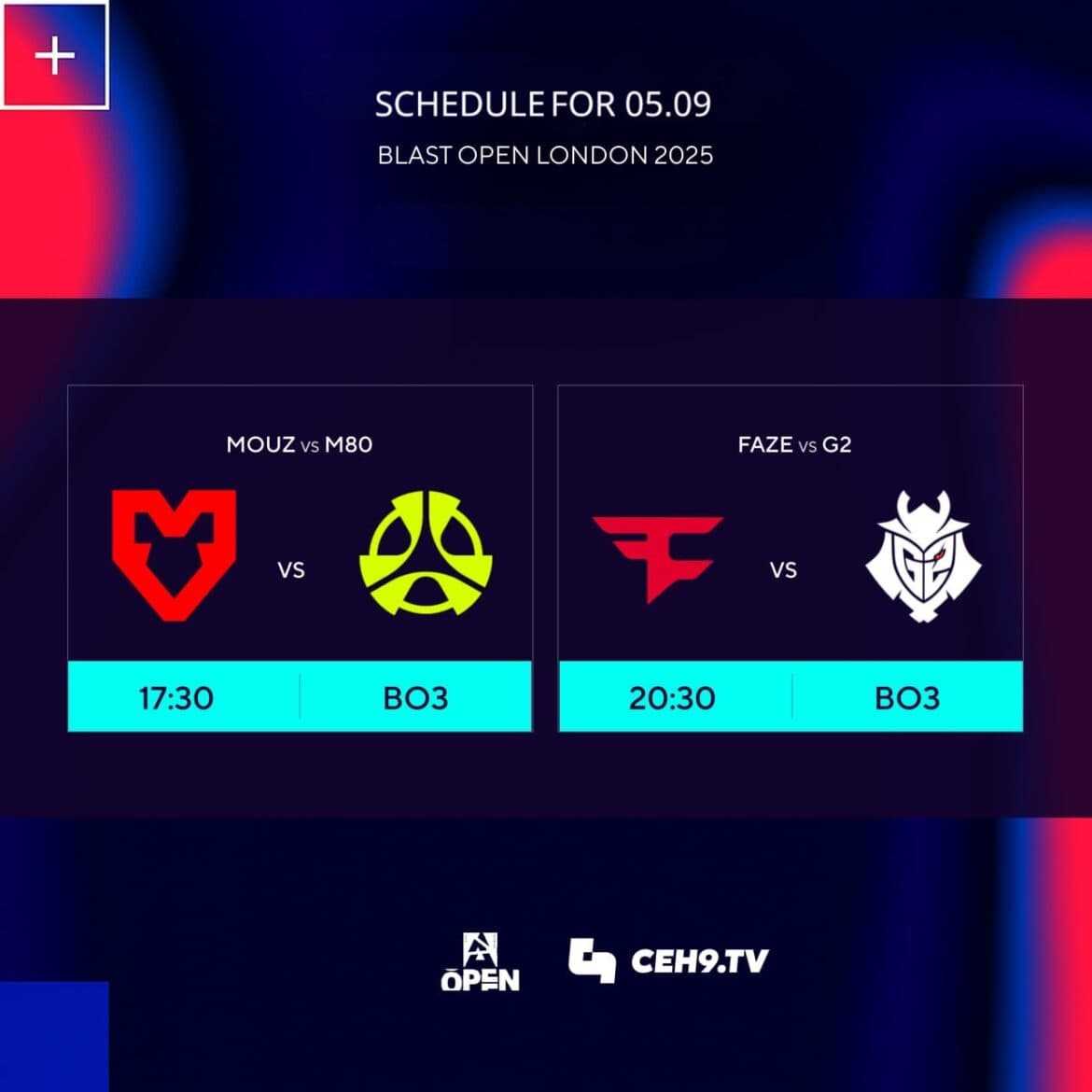 BLAST Open London 2025 MOUZ, M80, FaZe və G2 səhnəyə çıxır